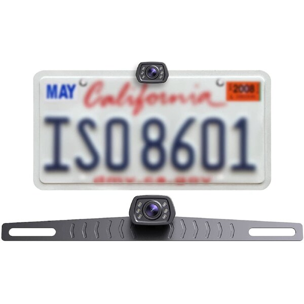 ZEROXCLUB HD Car Backup Camera 6 Auto LED Lights Night Vision, IP69 Waterproof Wired License Plate Rear View Camera 149o Wide View Reversing Camera for Car Pickup Truck SUV-B2