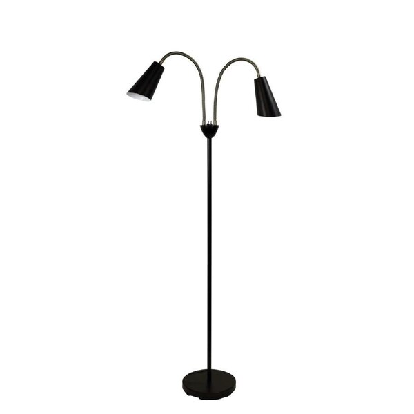 WALT Twin Flexible Neck Lamp Black with Antique Brass