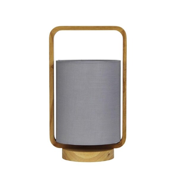 LUCIA Natural Timber and Grey Cotton Lamp