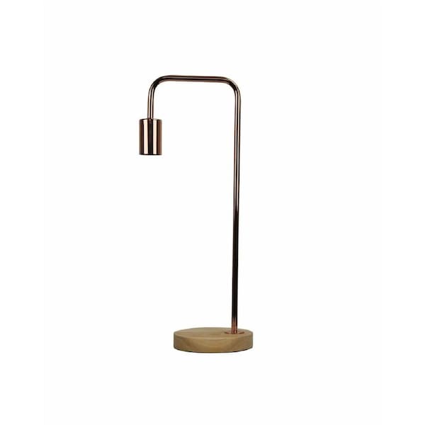 LANE Scandi Table Lamp Copper with Timber