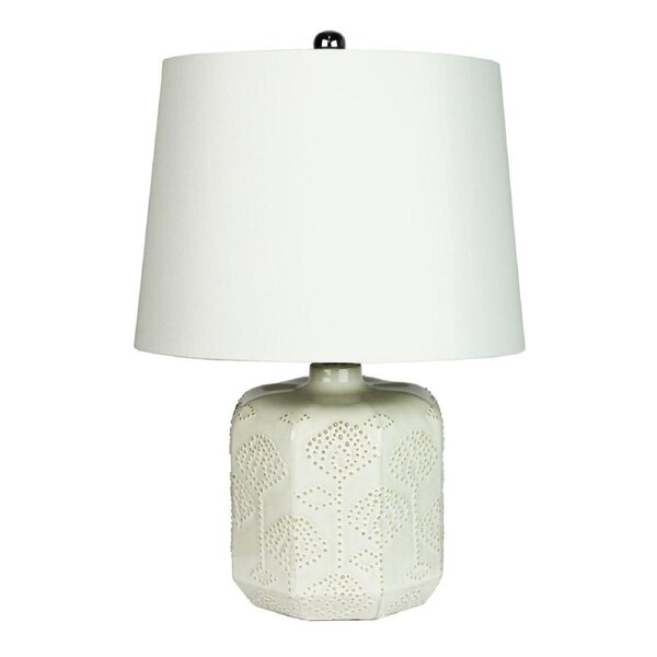BIKKI Embossed Ceramic Lamp with Harp Shade