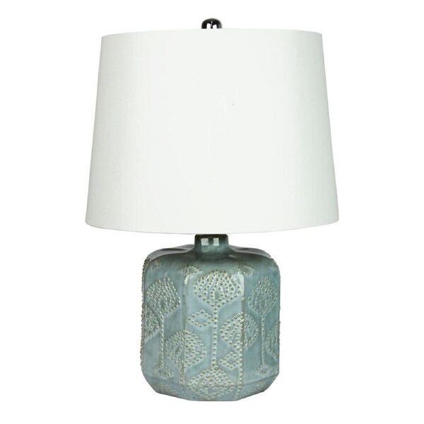 BIKKI Embossed Ceramic Lamp with Harp Shade
