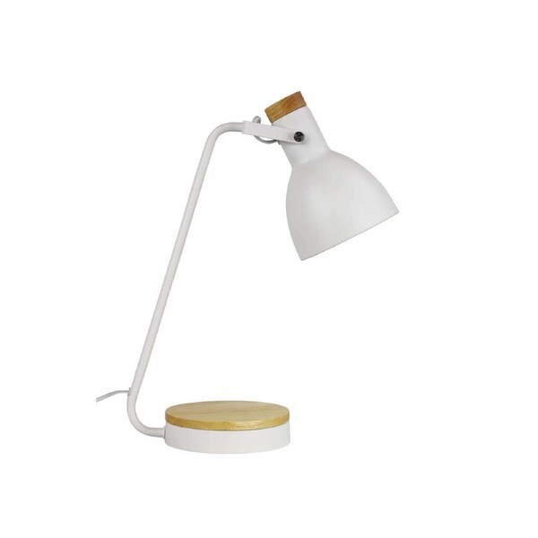 BENNY White Task Lamp with Wood Accents