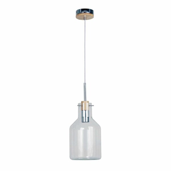 HOLBECK.17 Scandi Clear Glass and Timber Pendant