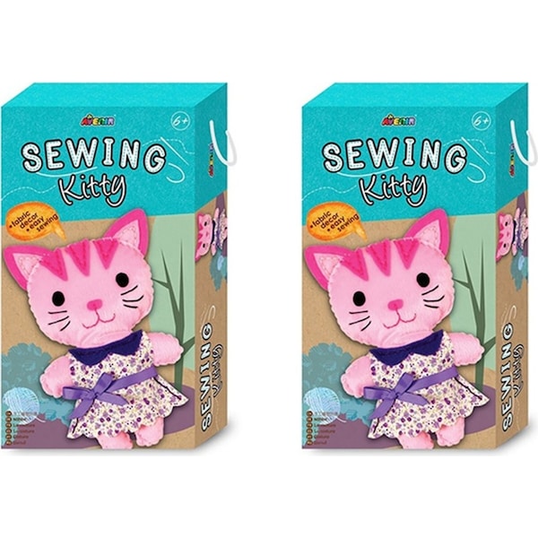 2x Avenir Sewing Fabric/Yarn Kitty Doll Creative Art/Craft Stuffed Toy Kids 6y+