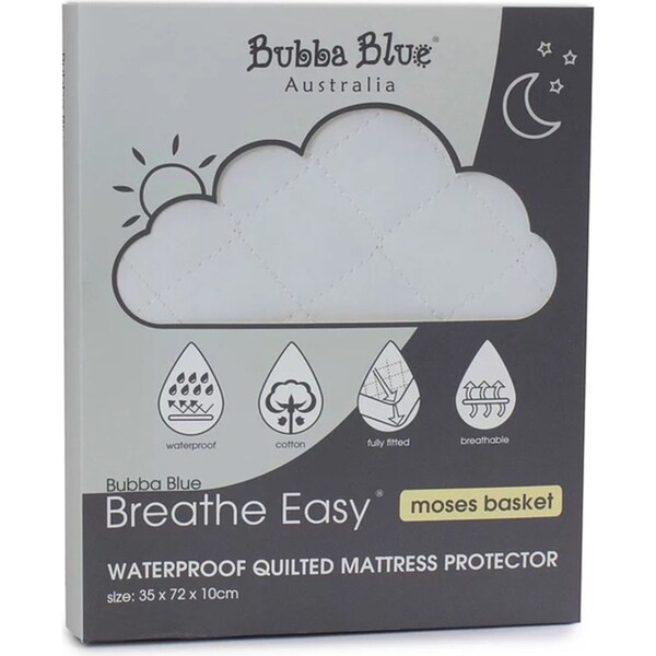 Bubba Blue Breathe Easy 72cm Waterproof Cotton Mattress Protector Moses Basket