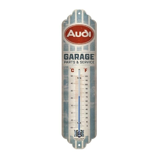 Nostalgic Art Metal Thermometer Audi Garage Celsius/Fahrenheit Home Decor Grey