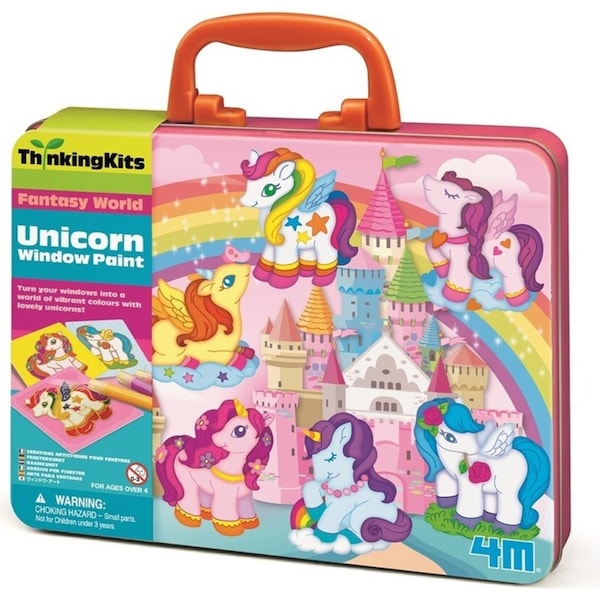 4M Thinking Unicorn Window Paints w/ Carry Case Kids Art/Craft Activity 4y+
