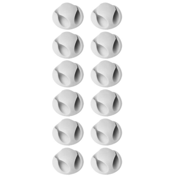 2x 6pc Durable Cavoline 18cm Plastic Self Adhesive Clips Fastener Organiser Grey