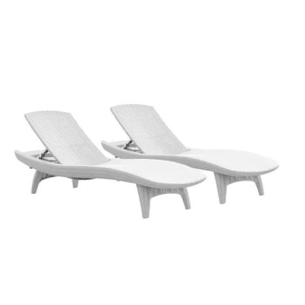 Keter Pacific Sun Loungers White- 2 PACK