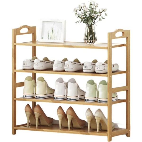 4 Tier Layer Shoe Rack Bamboo Wooden Shelf Stand Storage Organizer
