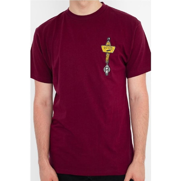 Vans Mens Off The Wall Tavern T-Shirt- Burgundy M