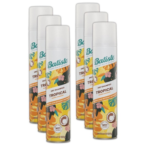 6pc Batiste 200ml Dry Shampoo Tropical Exotic Coconut Instant Hair Refresh