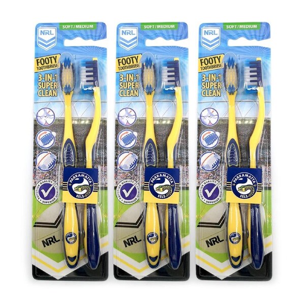 6pc NRL Parramatta Eels Soft/Medium Toothbrush Kids/Adults Oral Care 6y+