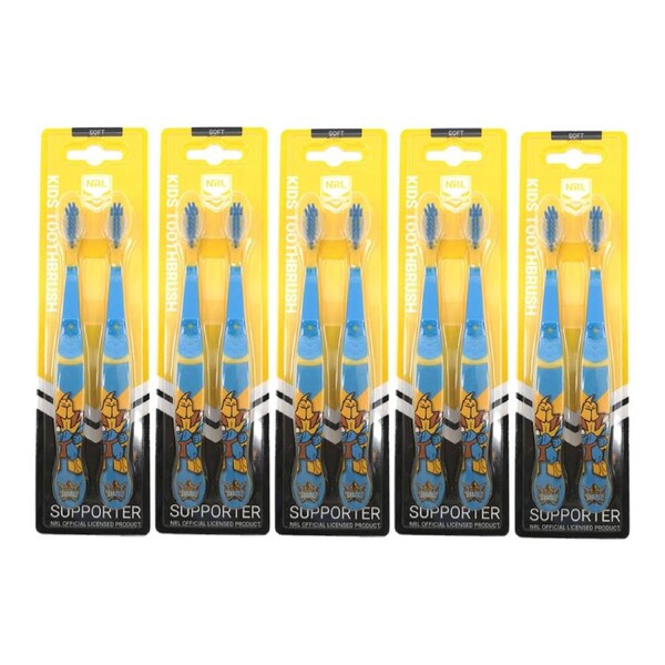 10pc NRL Mascot Gold Coast Titans Kids/Toddler Soft Bristles Toothbrush 3y+