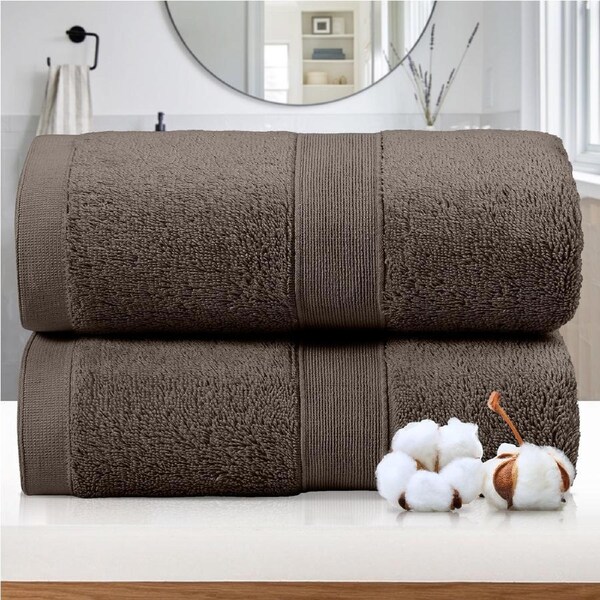 LINENOVA 2Pcs Jumbo Bath Sheet Set 550 GSM Extra Large Bath Towels 9 Colours Chocolate Brown