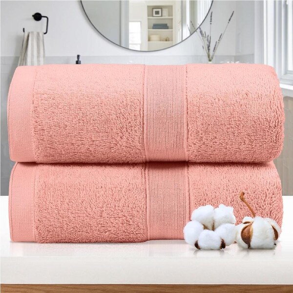 LINENOVA 2Pcs Jumbo Bath Sheet Set 550 GSM Extra Large Bath Towels 9 Colours Coral