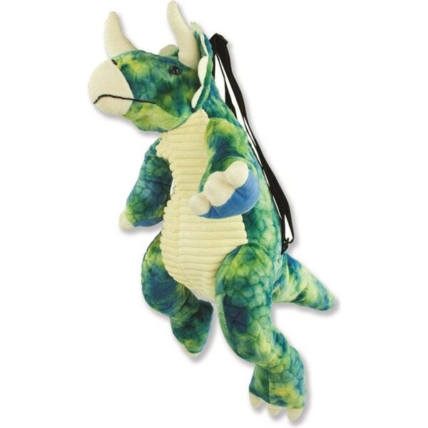 Johnco Patch Triceratops Dinosaur Plush Backpack Bag Kids/Toddler 3y+ Green