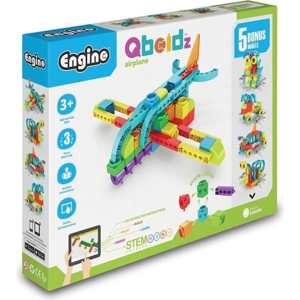 Engino Qboidz Airplane Build/Play Invent Stackable Blocks Pretend Kids Toy 4y+