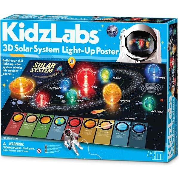 4M KidzLabs 3D Solar System Light-Up Poster Board Educational Kids Activity 5y+