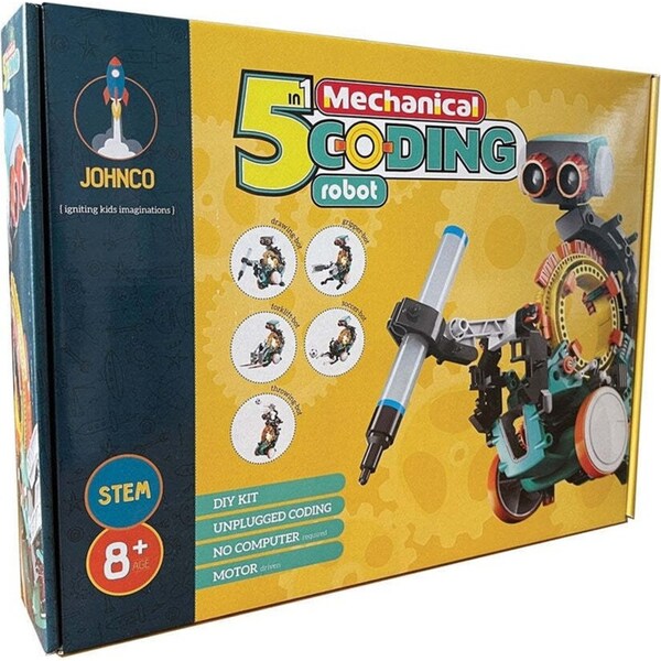 Johnco 5-in-1 Mechanical Coding Fundamentals Robot Kids Learning Fun Toy 8y+