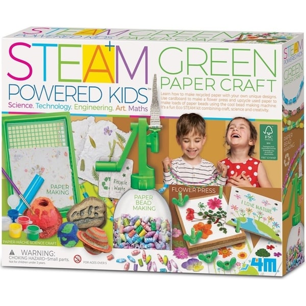 4M Steam Powered Kids Green Paper Craft Fun Educational Kids Activity Toy 5y+
