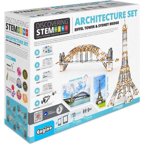 Engino Discovering STEM Architecture Set Eiffel Tower Bridge Build Kids Toy 8y+