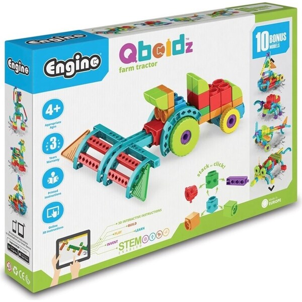 Engino Qboidz Farm Tractor Build/Play Stackable Blocks Pretend Kids Toy 4y+