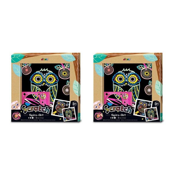 2x Avenir Scratch Spiro Art/Craft Owl Craft Kids/Children Draw Activity Toy 3y+