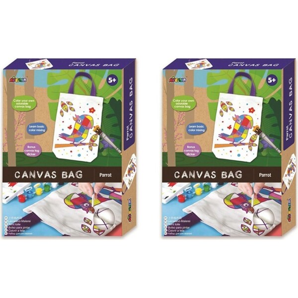 2x Avenir Canvas Bag Parrot Art/Craft Paint Brush Colouring Kids/Children 5y+