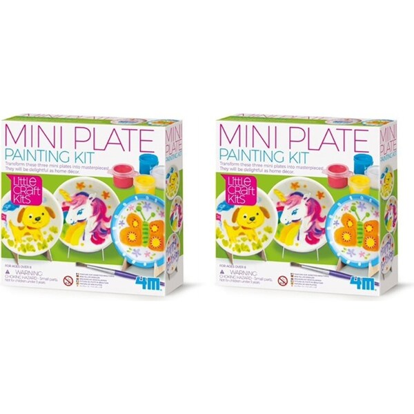 2x 4M Little Craft 6cm Mini Porcelain Plates Painting Kit Kids Activity Toy 5y+
