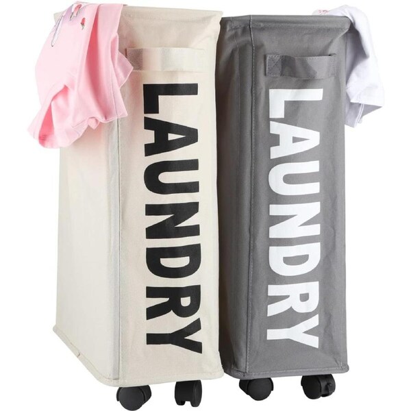 2PCS Laundry Basket Set, Laundry Cloth Bin With Wheels,Waterproof Laundry Hamper, Laundry Cloth Bin, Foldable Large Laundry Bag