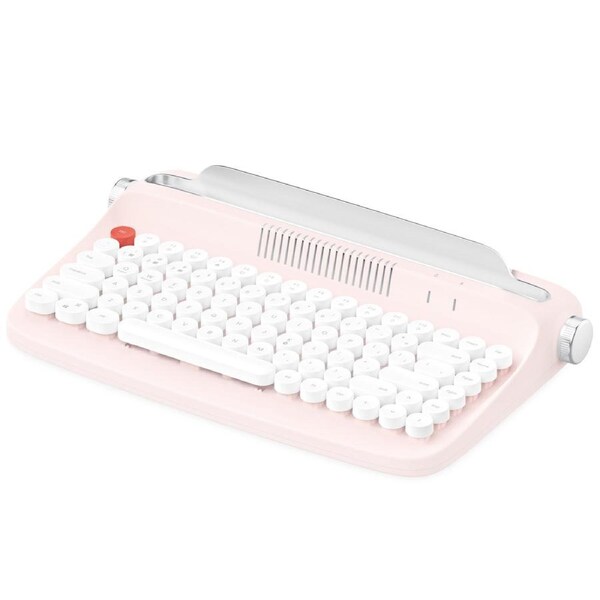 TODO Retro Typewriter Bluetooth Wireless Keyboard Tablet Holder 84 Key Mac Win Android BT 5.0 - Pink