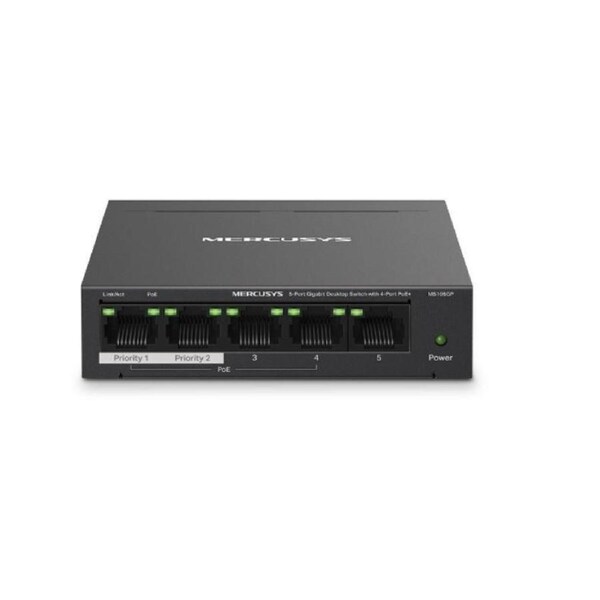 TP-LINK MS105GP 5-Port Gigabit Desktop Switch with 4-Port PoE+, 10/100/1000 Mbps RJ45 ports, Up to 250 m