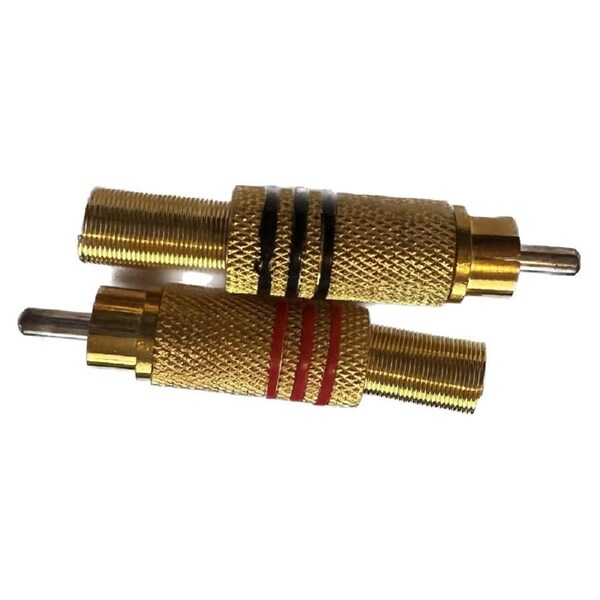 Gold Plated Red & Black Composite Video RCA Male Plug (2 Paris)