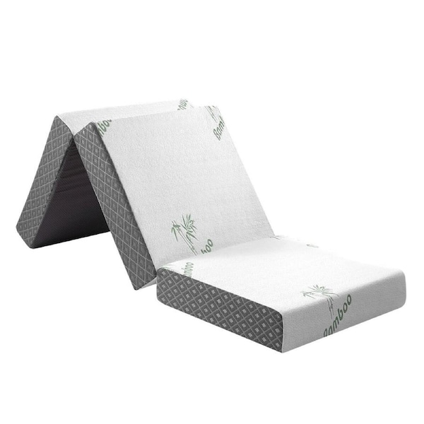Folding Mattress Single Trifold Memory Foam Sofa Bed Portable Sleeping Floor Mat Camping Travel Cushion Extra Thick Bamboo Cover