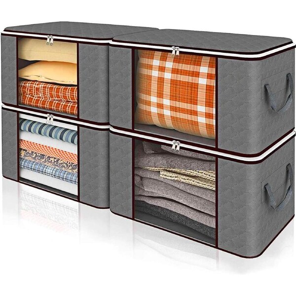 4 Pack Fabric Drawer Organiser Divider Wardrobe Cupboard Storage Boxes