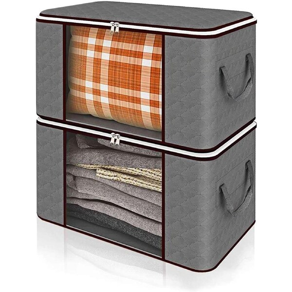 2 Pack Foldable Storage Bags Clothes Large Blanket Organizers Comforters Bedding