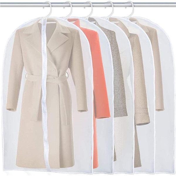5 Clear Garment Bags 60x120cm Zipper Suit Mothproof Closet Clothes Storage
