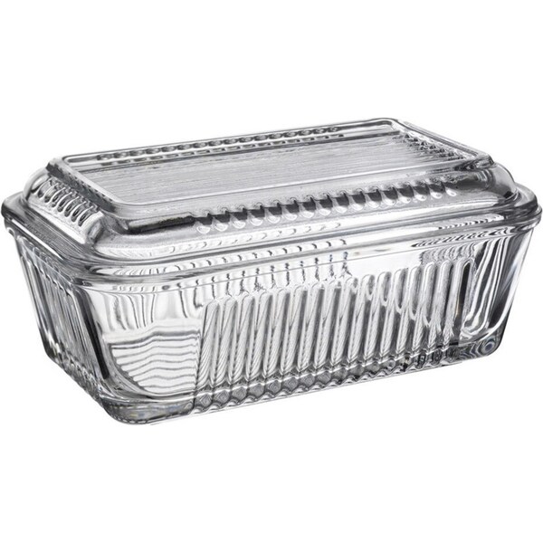 Pasabahce 480ml Kitchen Butter Dish Keeper Glass Container Storage Holder Clear