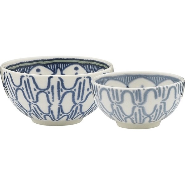 2pc Ecology Oasis Stoneware Sauce/Snack Dip Bowl Dish Container Set White/Blue