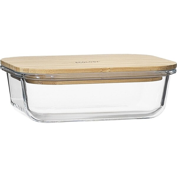 Ecology Norish 17x12.5cm Rectangle Storage Glass Container w/ Bamboo Lid Clear
