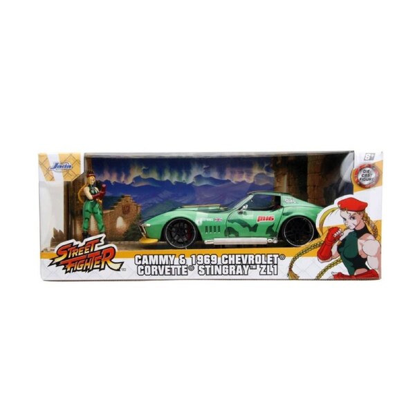 Street Fighter - Cammy & 1969 Chevrolet Corvette Stingray ZL1 Anime Hollywood Rides 1/24th Scale Die-Cast Vehicle Replica