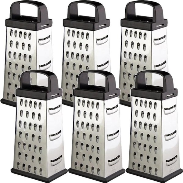 Connoisseur Grater 4 Sided Stainless Steel Vegetables Fruit Cheese 6 Pack