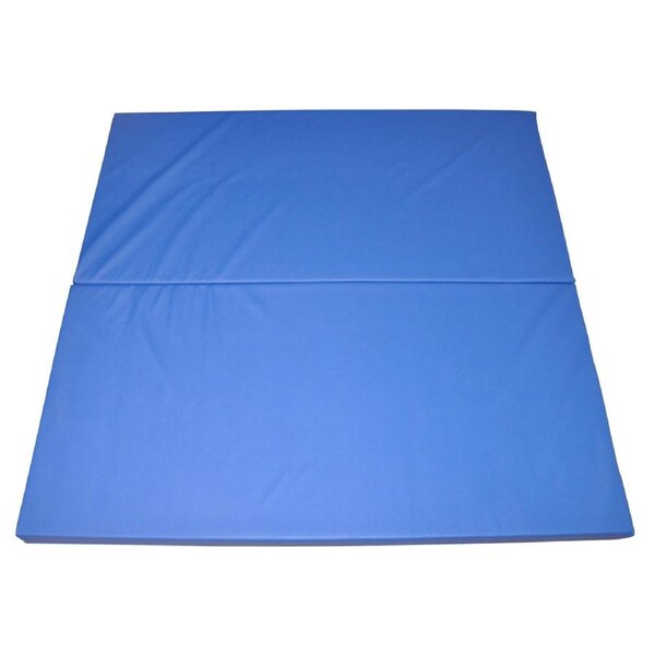 Blue 120cm x 120cm x 5cm Gymnastics Mat - 2-Piece Folding Gym Exercise Yoga Mat