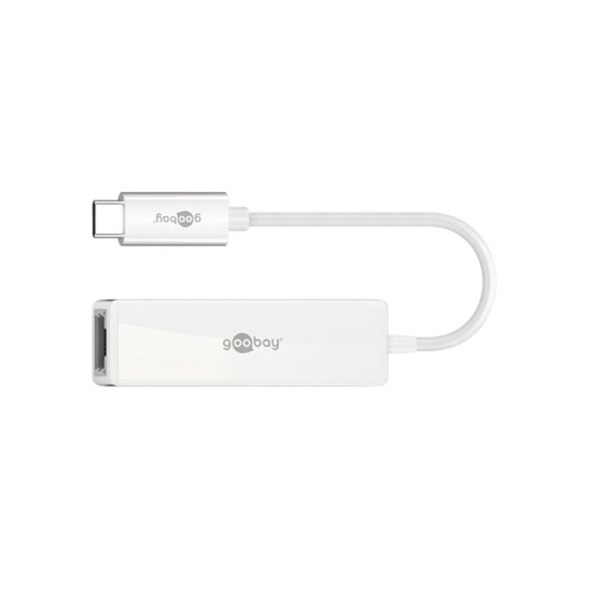 Goobay USB-C RJ45 Adapter Network Transmitter LAN/Internet Cable Connector White