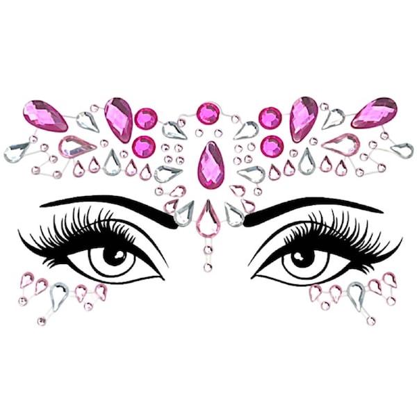 Festival Face Jewels Pink Party Gems Stickers Crystals Diamonds Rhinestones