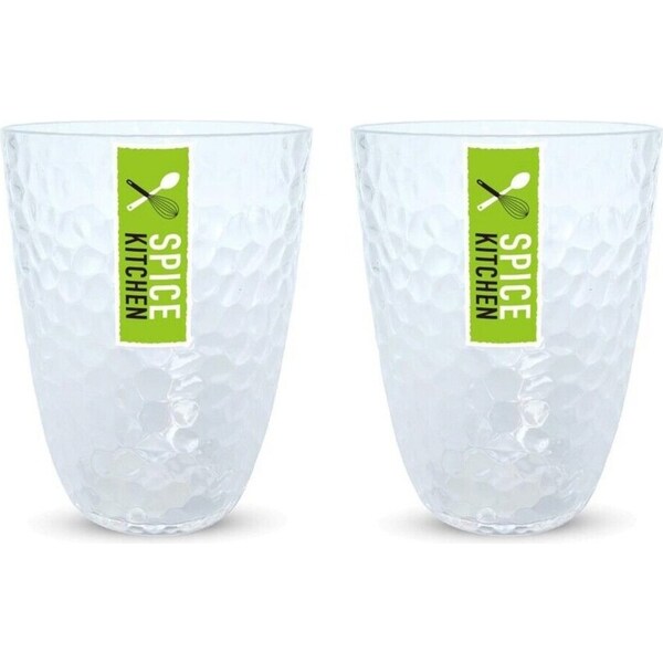 5pk x 350ml Plastic Ripple Style Tumbler Drink Glasses Reusable Beer Juice Cups