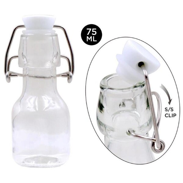 10 x Mini Glass Jar Bottle 75ml Clip Top Swing Top Bottle Kitchen Pantry Storage