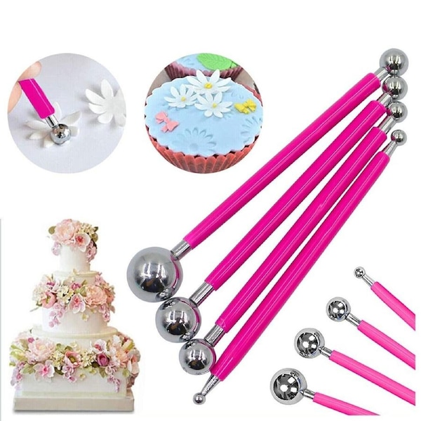4X Fondant Cake Flower Decorating Clay Sugarcraft Ball Modelling Cutter DIY Tool